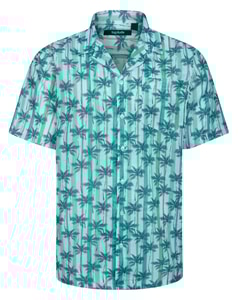 Bigdude Palms and Stripes Relaxed Collar Short Sleeve Shirt Light Green