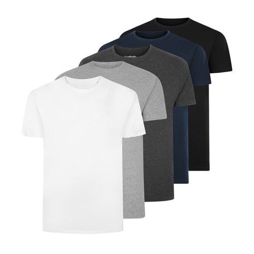 Bigdude 5 Pack Plain T-Shirts Multi Tall