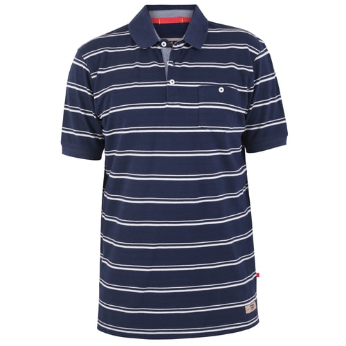 D555 Brookley Twin Stripe Pique Polo Shirt Navy