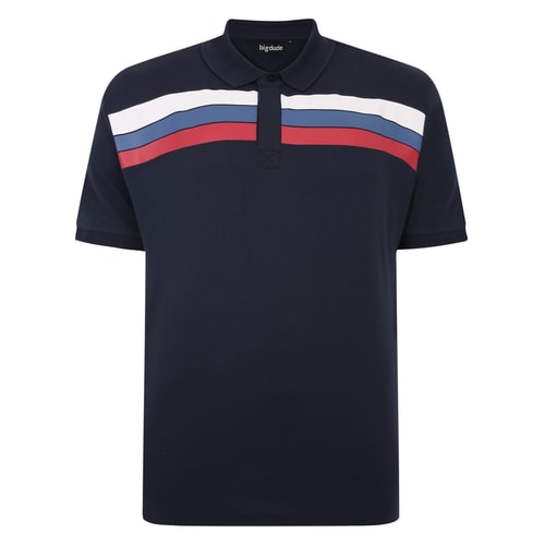 Bigdude Chest Stripe Polo Shirt Navy Tall