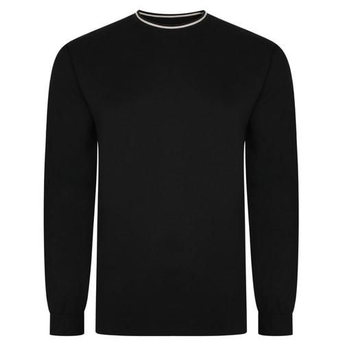Bigdude Long Sleeve T-Shirt With Tipping Black Tall