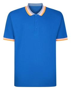 Bigdude Jacquard Contrast Pique Polo Shirt Royal Blue