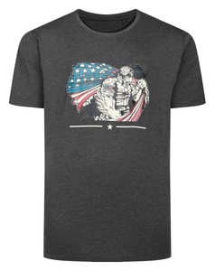 Bigdude USA Print T-Shirt Charcoal Marl
