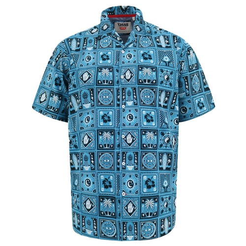 D555 Hawkins AOP Cuban Collar Resort Shirt Teal