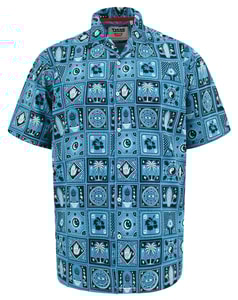 D555 Hawkins AOP Cuban Collar Resort Shirt Teal
