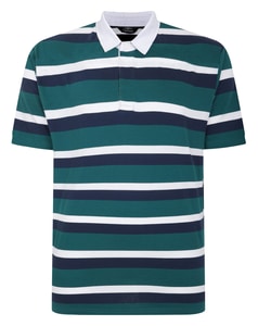 Bigdude Striped Rugby Polo Navy/Teal/White