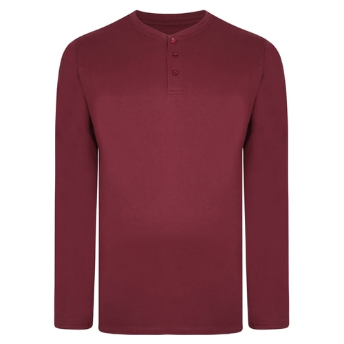 Bigdude Long Sleeve Grandad T-Shirt Burgundy