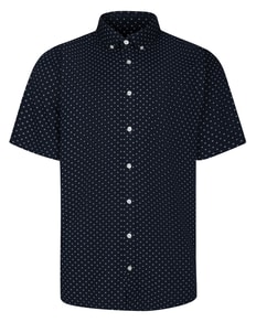 Bigdude Button Down Flower Short Sleeve Shirt Navy Tall