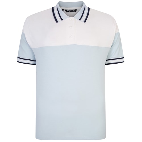 Bigdude Cut & Sew Pique Polo Shirt Light Blue Tall