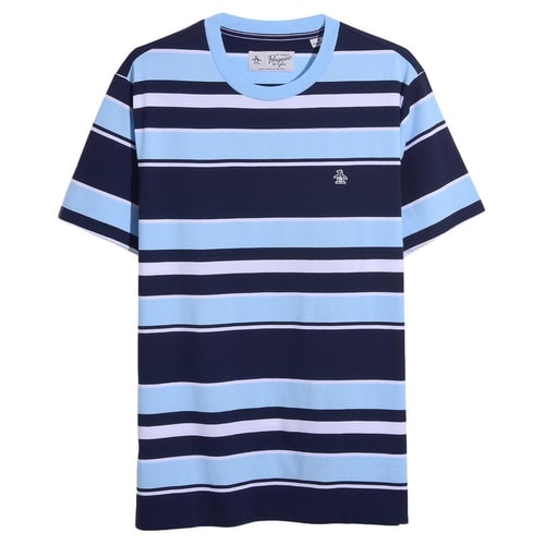 Original Penguin Multi Stripe Jersey Cotton T-Shirt Blue