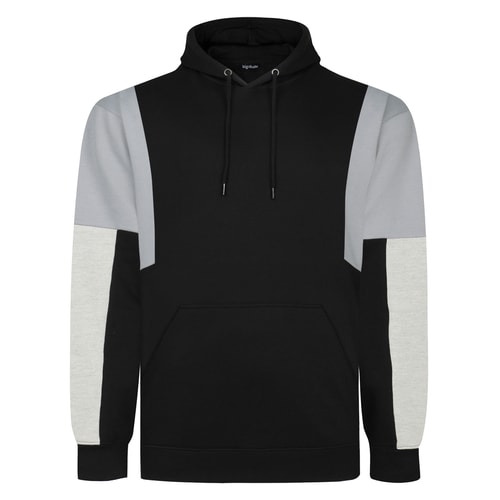 Bigdude Boxy Colour Block Hoodie Black Tall