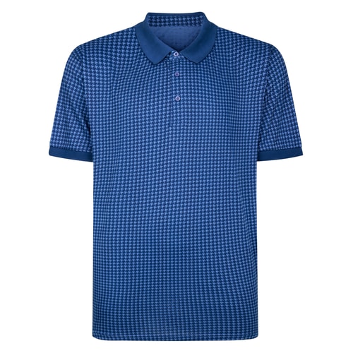 Bigdude Houndstooth Print Polo Shirt Navy