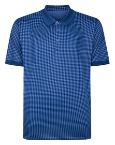 Bigdude Houndstooth Print Polo Shirt Navy