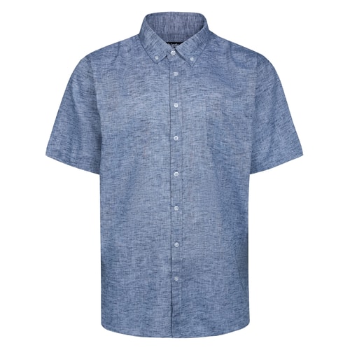 Bigdude Lightweight Linen Touch Button Down Collar Shirt Navy