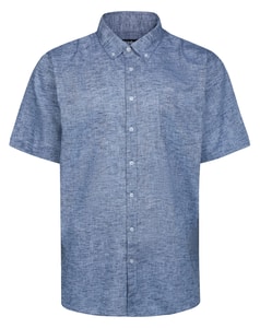 Bigdude Lightweight Linen Touch Button Down Collar Shirt Navy