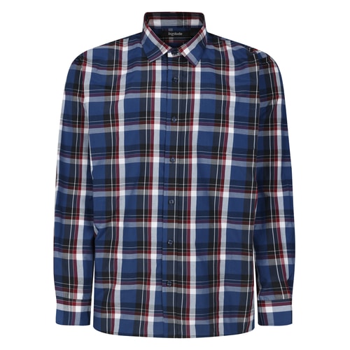 Bigdude Checked Long Sleeve Poplin Shirt Royal Blue