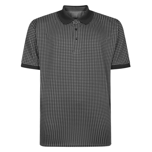 Bigdude Houndstooth Print Polo Shirt Black