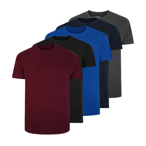 Bigdude 5 Pack Plain T-Shirts Multi Tall