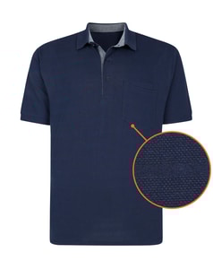 Bigdude Striped Textured Polo Shirt Navy Tall