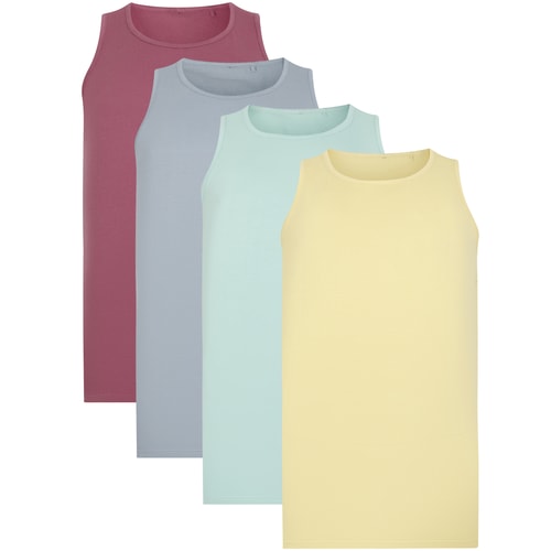 Bigdude 4 Pack Plain Vests Multi