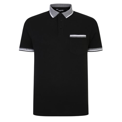 Bigdude Hounds Tooth Pique Polo Black Tall