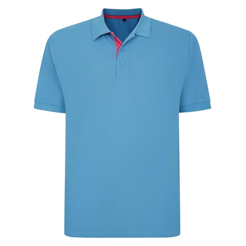 Bigdude Contrast Placket Polo Shirt Bright Blue