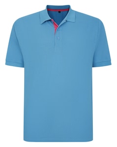 Bigdude Contrast Placket Polo Shirt Bright Blue
