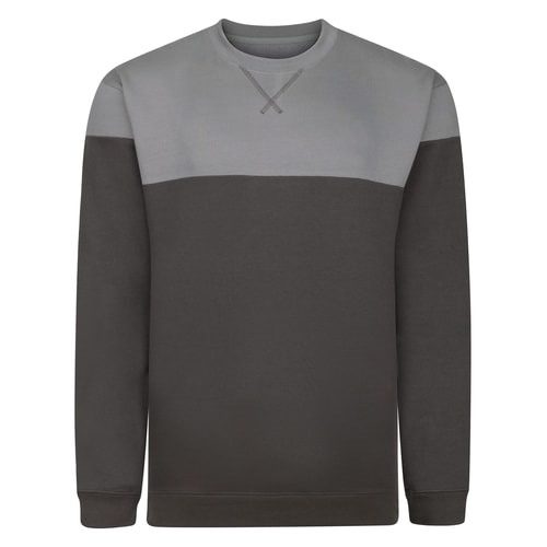 Bigdude Colour Block Jumper Grey/Charcoal Tall