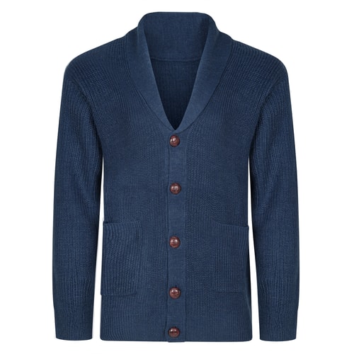 Bigdude Shawl Neck Cardigan Navy Marl