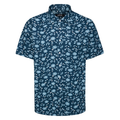 Bigdude Ditsy Flower Short Sleeve Shirt Navy