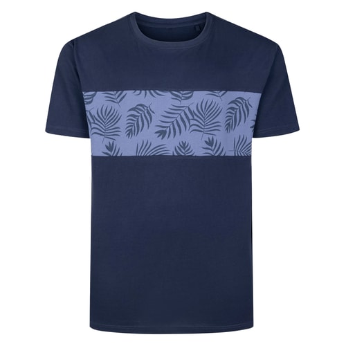 Bigdude Cut And Sew AOP T-Shirt Navy Tall