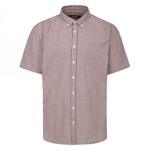 Bigdude Button Down Gingham Short Sleeve Shirt Dark Maroon