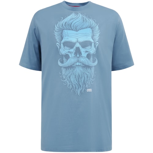 D555 Miller Bearded Skull Printed T-Shirt Light Teal