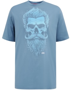 D555 Miller Bearded Skull Printed T-Shirt Light Teal