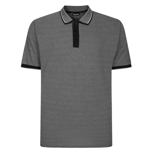 Bigdude Pure Cotton Jacquard Polo Shirt Black