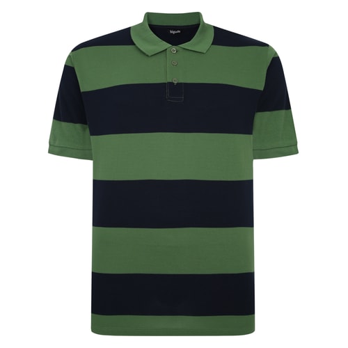 Bigdude Rugby Style Short Sleeve Polo Shirt Deep Green/Navy Tall