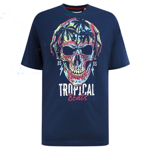 D555 Linton Tropical Skull Printed T-Shirt Navy