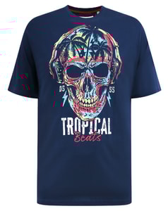 D555 Linton Tropical Skull Printed T-Shirt Navy