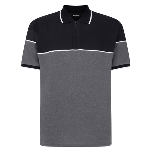Bigdude Colour Block Polo With Piping Black