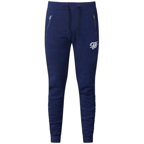 D555 Javier Side Pleated Joggers Navy