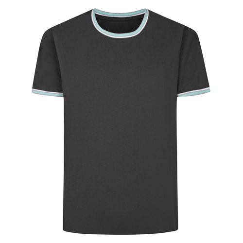 Bigdude Contrast Tipped T-Shirt Charcoal Tall