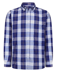 Bigdude Button Down Collar Checked Long Sleeve Poplin Shirt Royal Blue Tall