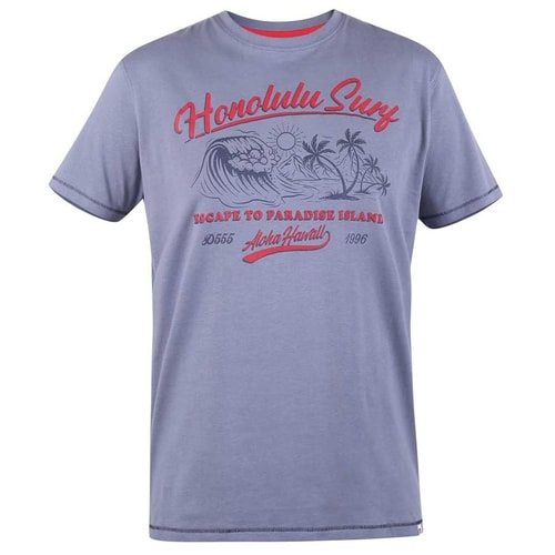 D555 Harble Honolulu Surf Print T-Shirt Blue