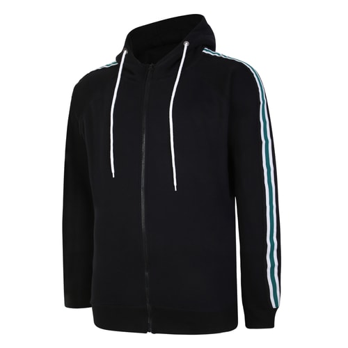 Bigdude Zip Hoody With Side Tape Black Tall