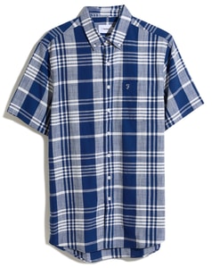 Farah Wright Short Sleeve Check Shirt Midnight Blue
