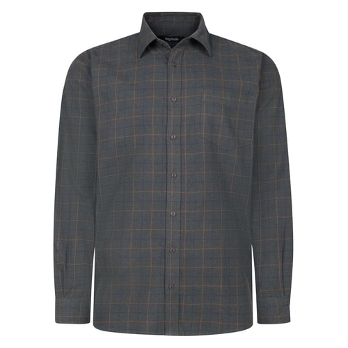 Bigdude Cotton Rich Light Weight Flannel Shirt Charcoal Tall