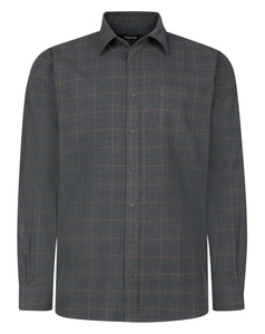 Bigdude Cotton Rich Light Weight Flannel Shirt Charcoal Tall