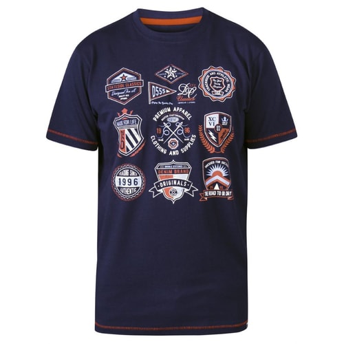 D555 Greenwood Printed Badges T-Shirt Navy