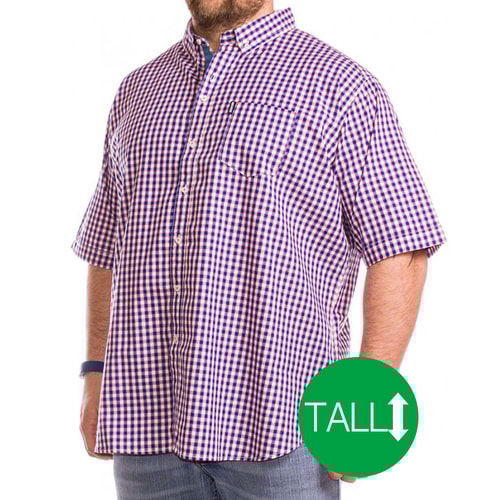 Lambretta Biro Orange and Blue Check Tall Shirt