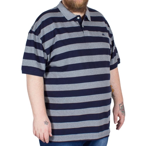 Raging Bull Hooped Polo Shirt Grey/Navy